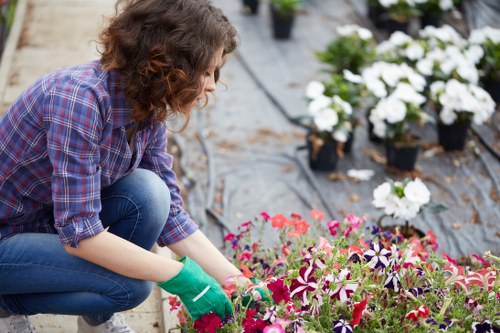 Team of gardeners starting work in a residential garden